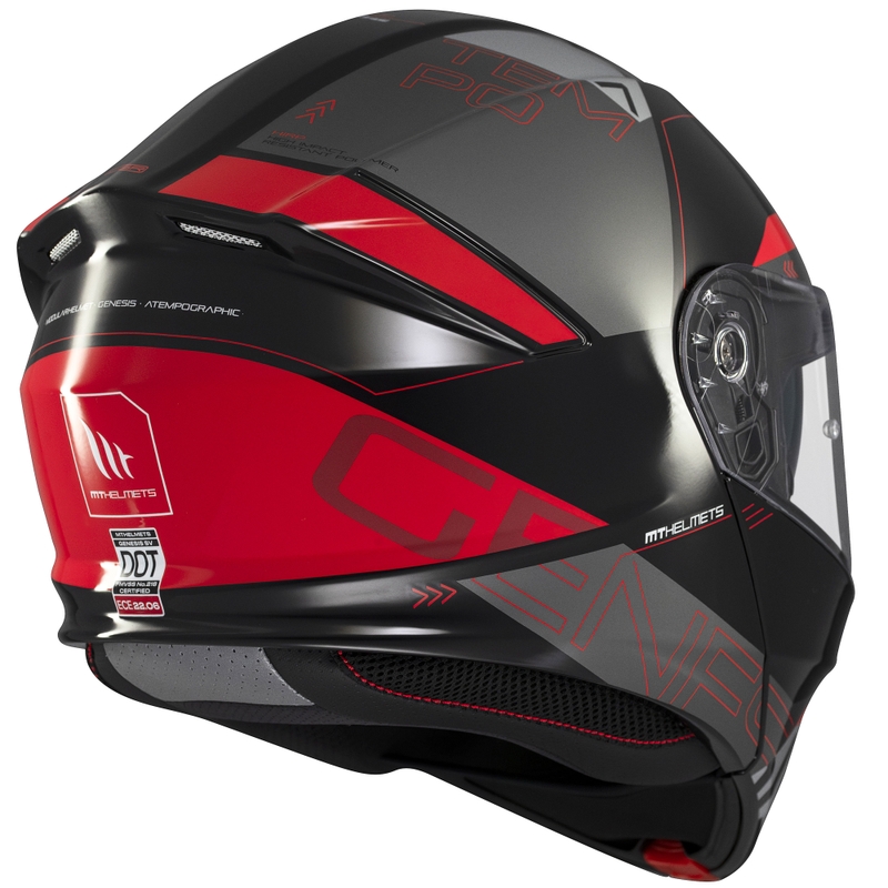 Casco de moto abatible MT Genesis SV Atempo negro-gris-rojo