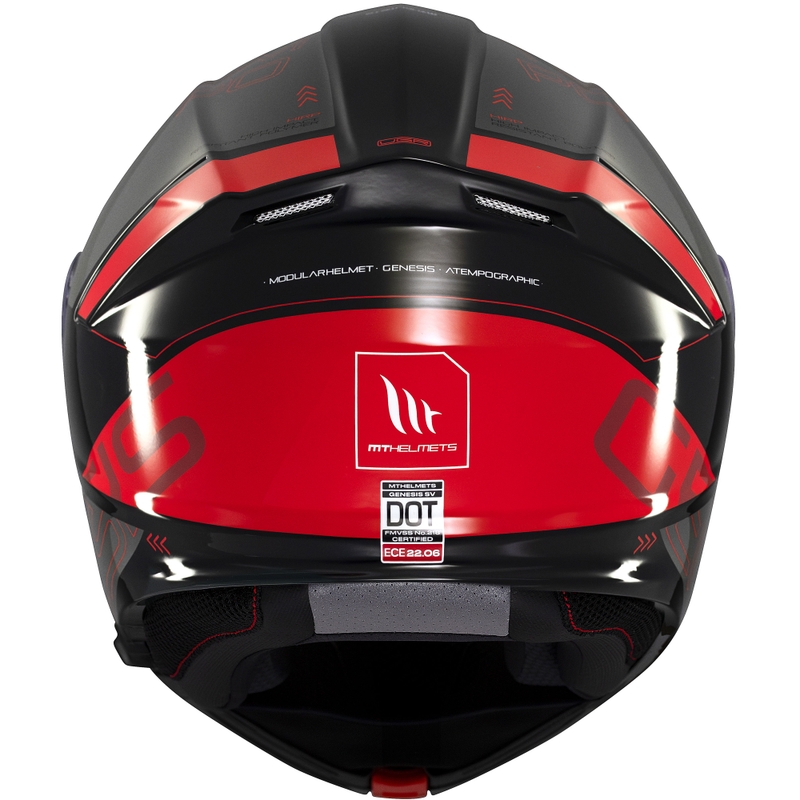 Casco de moto abatible MT Genesis SV Atempo negro-gris-rojo