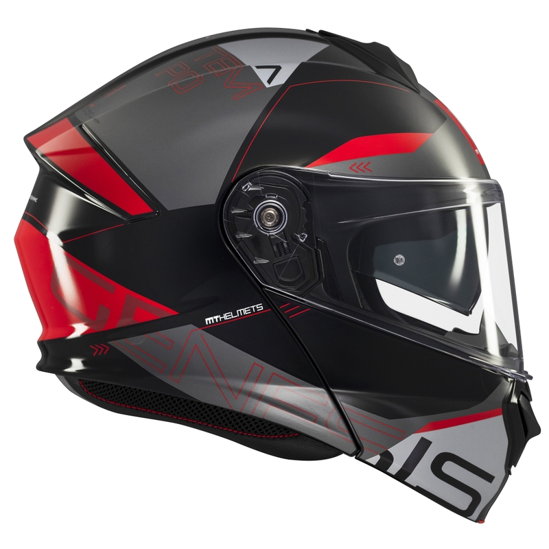Casco de moto abatible MT Genesis SV Atempo negro-gris-rojo