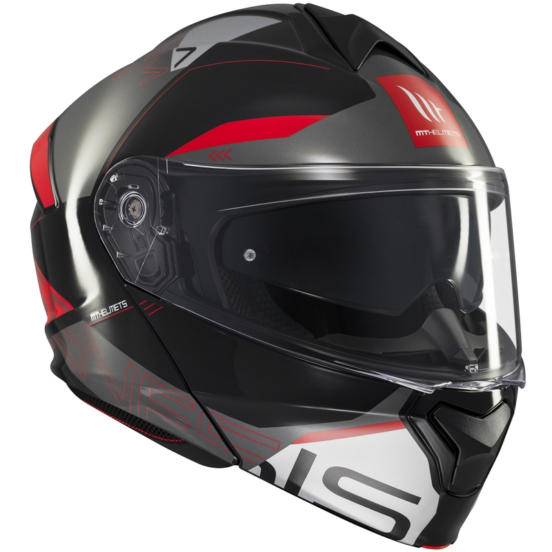 Casco de moto abatible MT Genesis SV Atempo negro-gris-rojo