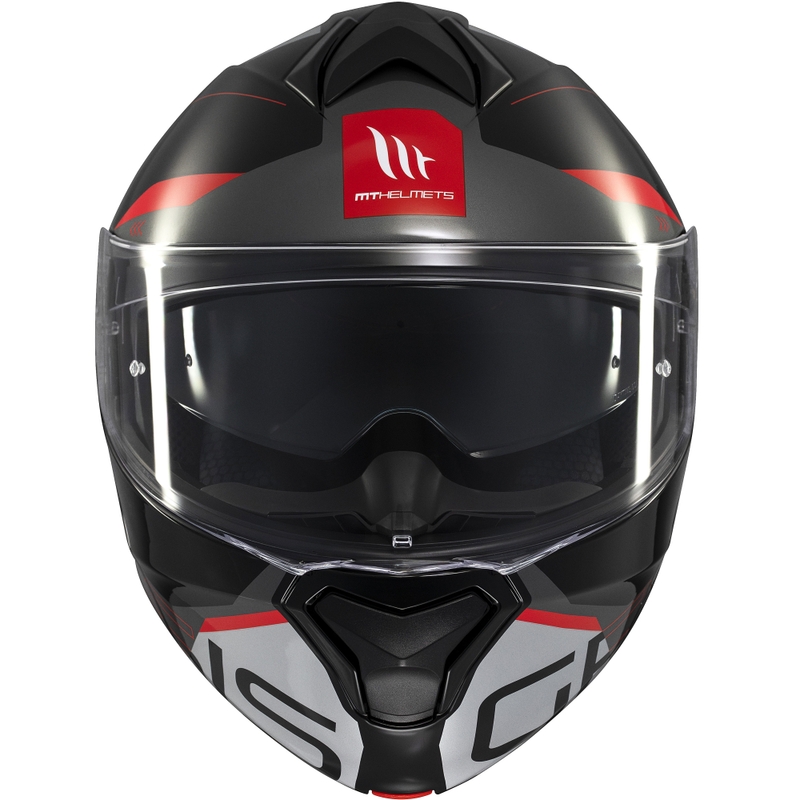 Casco de moto abatible MT Genesis SV Atempo negro-gris-rojo