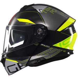 Casco de moto abatible MT Genesis SV Atempo negro-gris-amarillo fluo