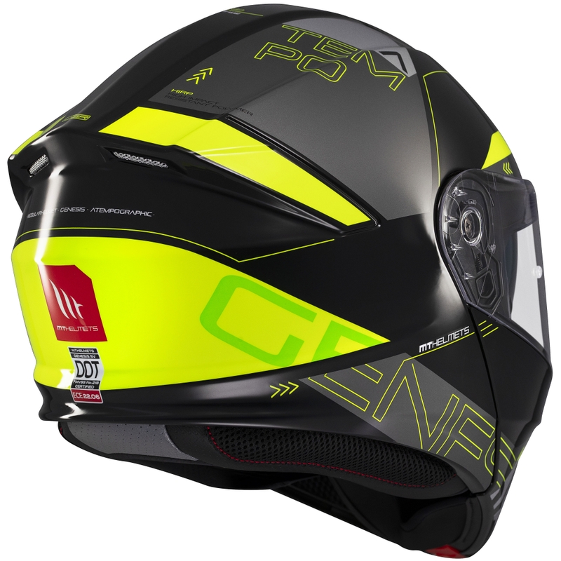Casco de moto abatible MT Genesis SV Atempo negro-gris-amarillo fluo