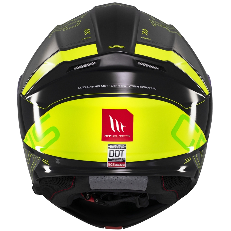 Casco de moto abatible MT Genesis SV Atempo negro-gris-amarillo fluo
