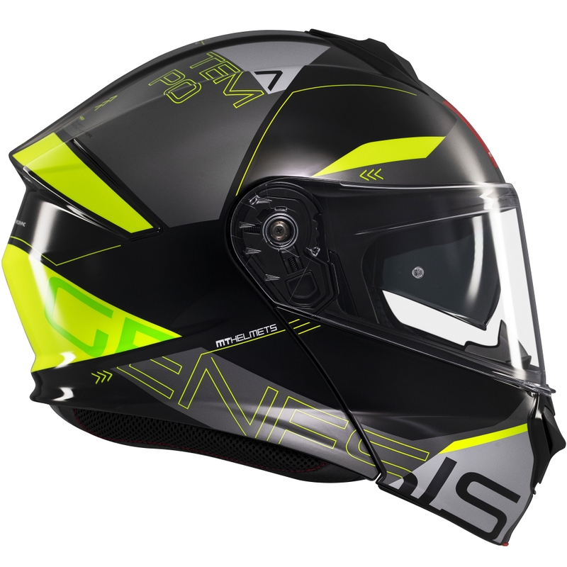 Casco de moto abatible MT Genesis SV Atempo negro-gris-amarillo fluo