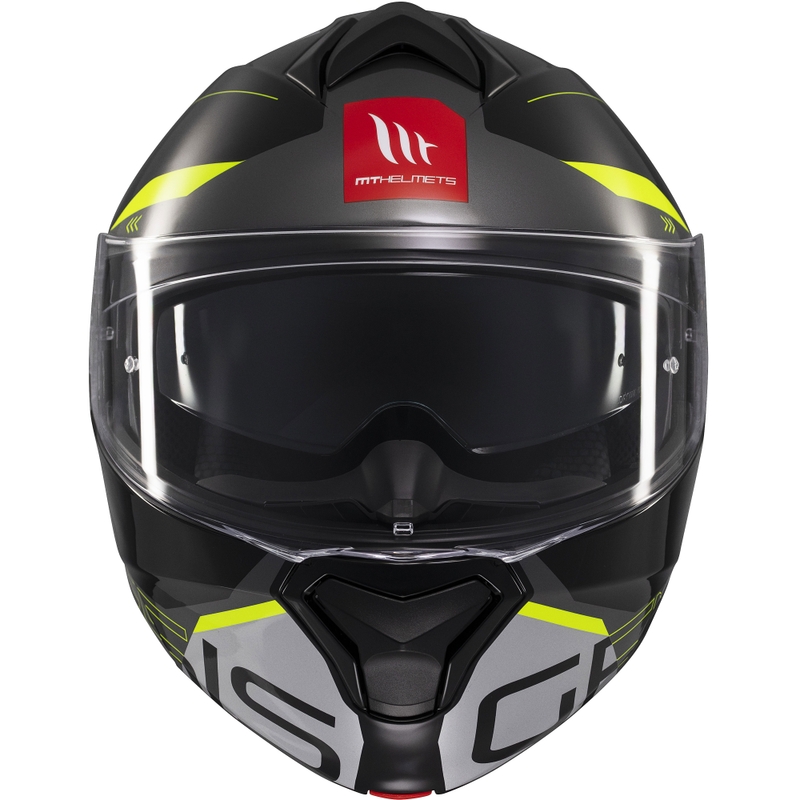 Casco de moto abatible MT Genesis SV Atempo negro-gris-amarillo fluo