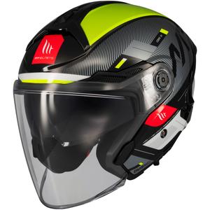 Casco de moto abierto MT Cosmo SV Silence negro-amarillo fluo