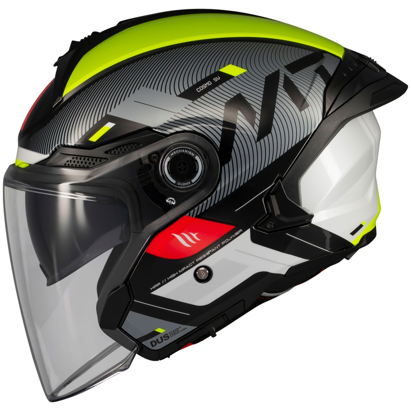 Casco de moto abierto MT Cosmo SV Silence negro-amarillo fluo