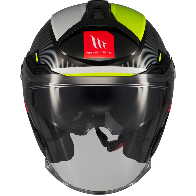 Casco de moto abierto MT Cosmo SV Silence negro-amarillo fluo