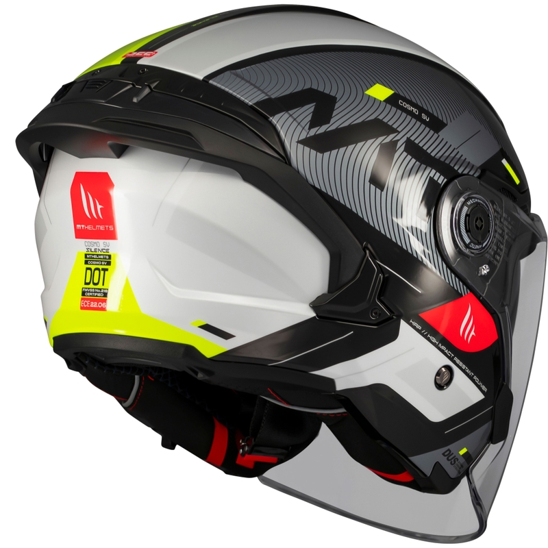 Casco de moto abierto MT Cosmo SV Silence negro-amarillo fluo