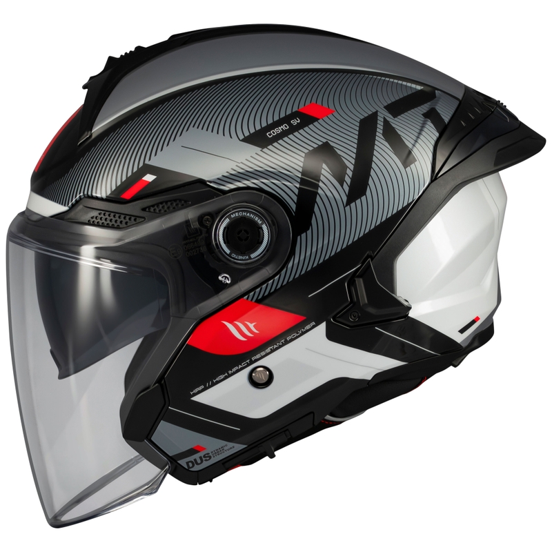 Casco de moto abierto MT Cosmo SV Silence negro-gris-blanco