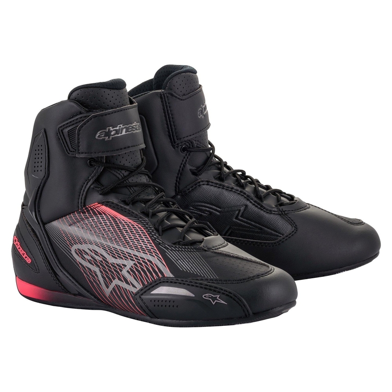 Botas de moto para mujer Alpinestars Stella Faster 3 en negro, plata y rosa