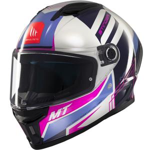 Casco de moto integral MT Stinger 2 Tron gris-morado-rosa