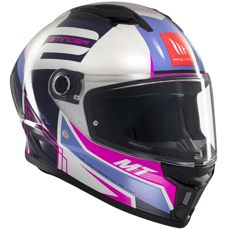 Casco de moto integral MT Stinger 2 Tron gris-morado-rosa