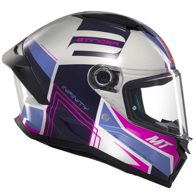 Casco de moto integral MT Stinger 2 Tron gris-morado-rosa