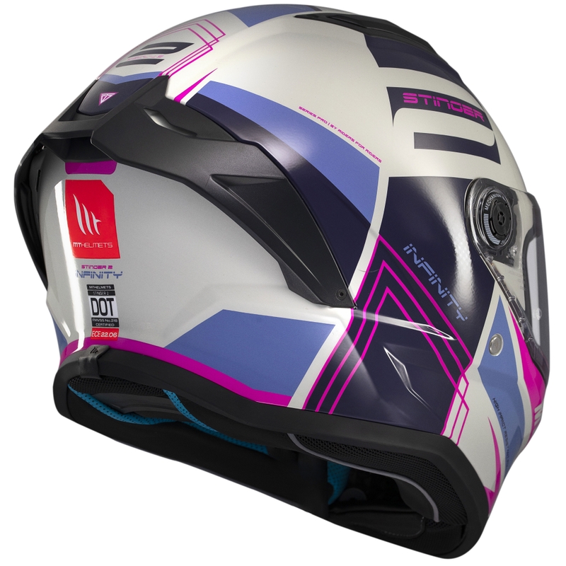 Casco de moto integral MT Stinger 2 Tron gris-morado-rosa