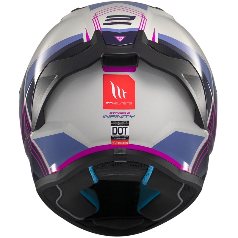 Casco de moto integral MT Stinger 2 Tron gris-morado-rosa