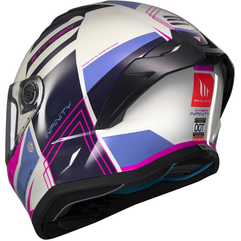 Casco de moto integral MT Stinger 2 Tron gris-morado-rosa