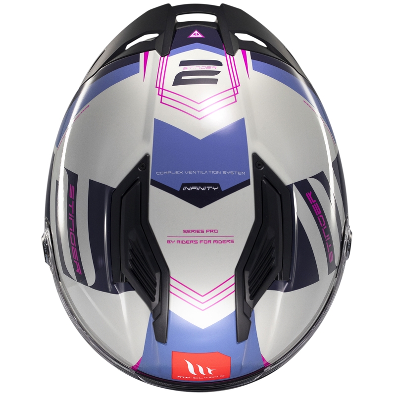 Casco de moto integral MT Stinger 2 Tron gris-morado-rosa