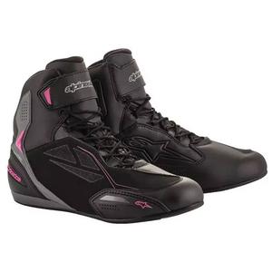 Botas de moto Alpinestars Stella Faster 3 Drystar para mujer, color negro, gris oscuro y morado