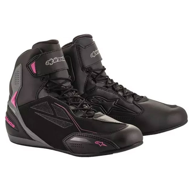 Botas de moto Alpinestars Stella Faster 3 Drystar para mujer, color negro, gris oscuro y morado
