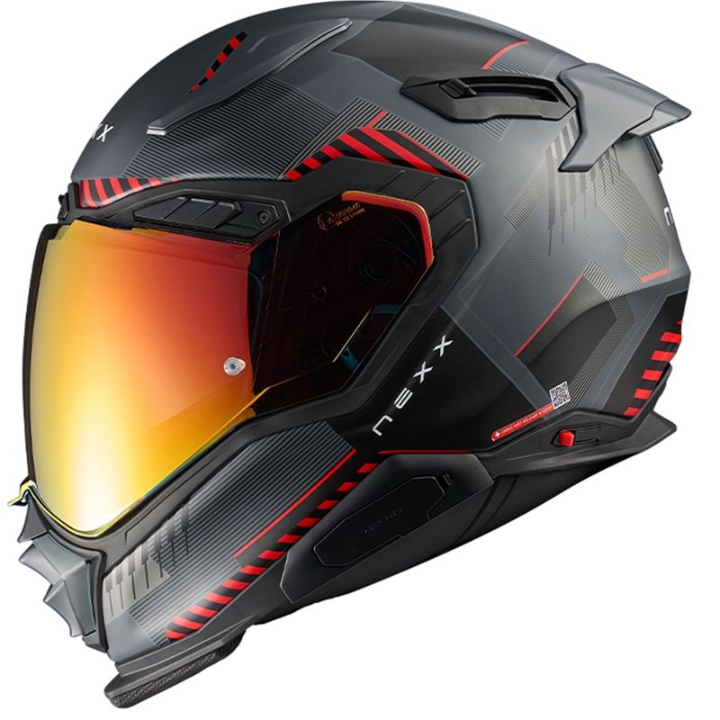 Casco integral para moto Nexx X.WST3 Fluence gris-rojo liquidación