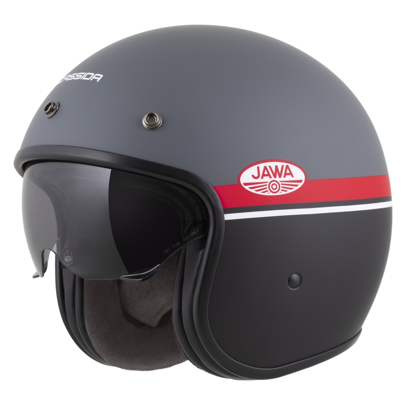 Casco de moto abierto Cassida Oxygen 2.0 Jawa OHC gris mate-rojo-negro-blanco