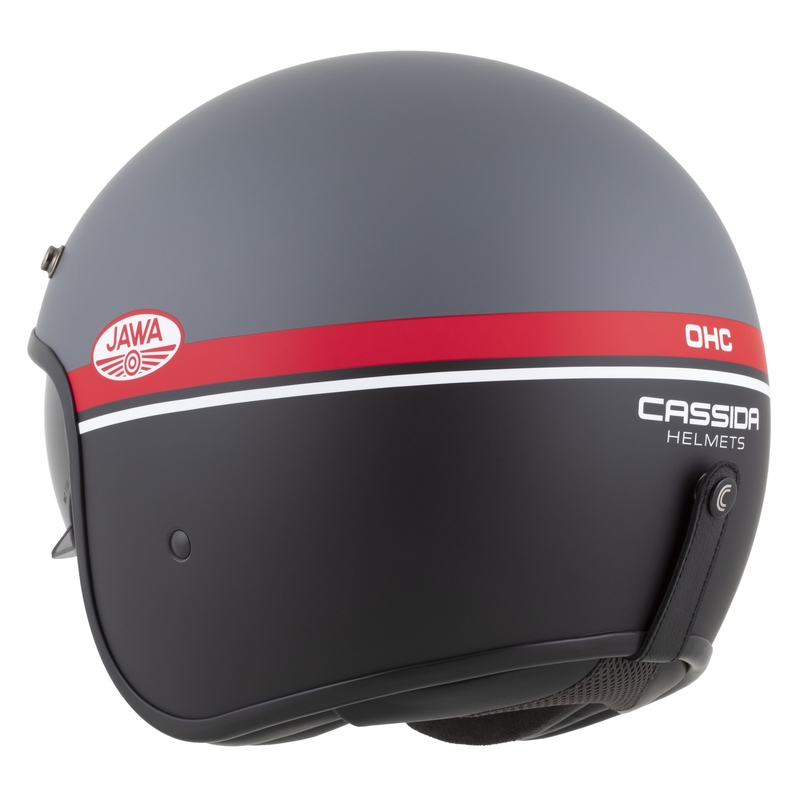Casco de moto abierto Cassida Oxygen 2.0 Jawa OHC gris mate-rojo-negro-blanco