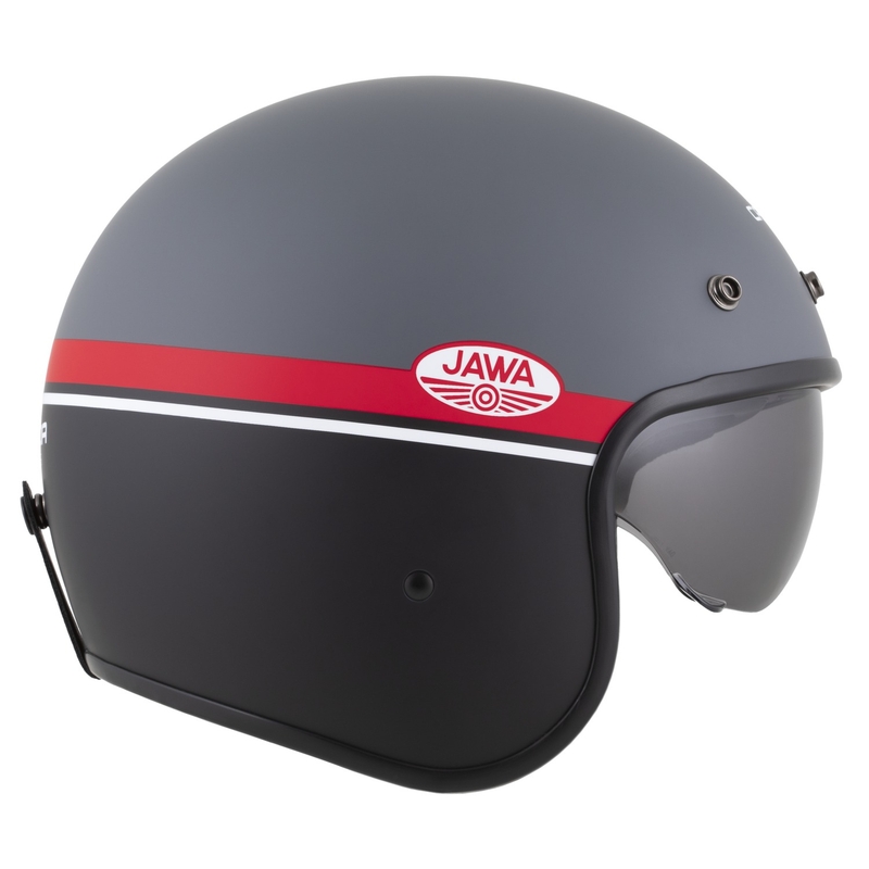 Casco de moto abierto Cassida Oxygen 2.0 Jawa OHC gris mate-rojo-negro-blanco