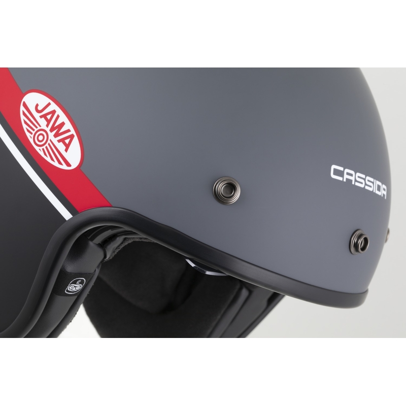 Casco de moto abierto Cassida Oxygen 2.0 Jawa OHC gris mate-rojo-negro-blanco