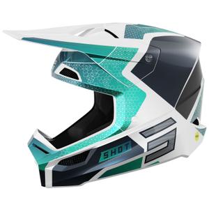 Casco de motocross Shot Race Phaser negro-turquesa-blanco perla
