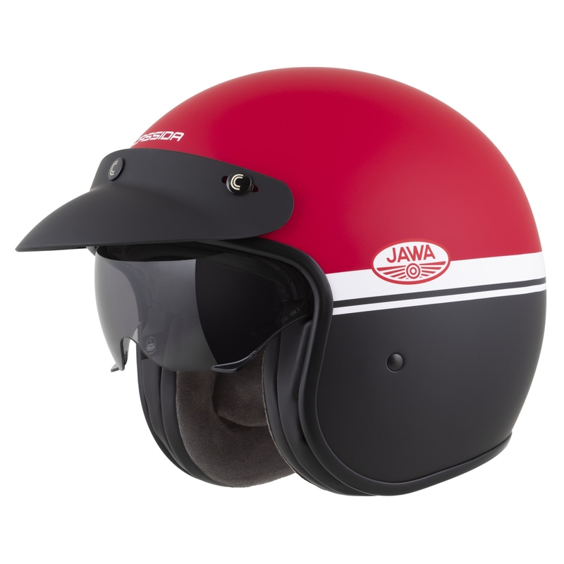 Casco de moto abierto Cassida Oxygen 2.0 Jawa OHC rojo mate, negro y blanco