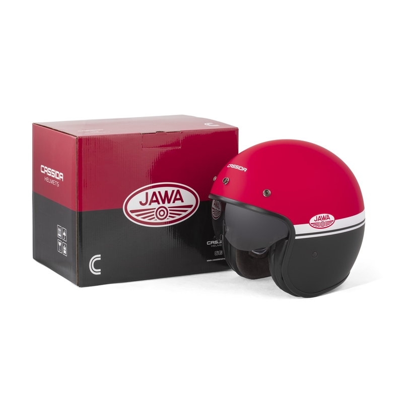 Casco de moto abierto Cassida Oxygen 2.0 Jawa OHC rojo mate, negro y blanco