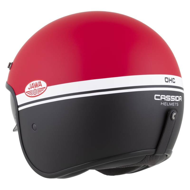 Casco de moto abierto Cassida Oxygen 2.0 Jawa OHC rojo mate, negro y blanco