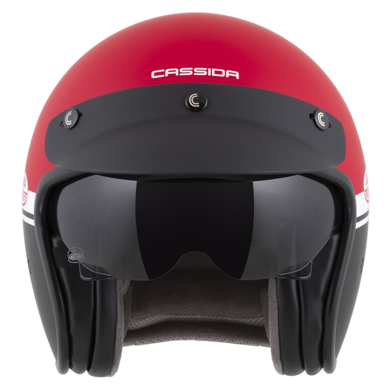 Casco de moto abierto Cassida Oxygen 2.0 Jawa OHC rojo mate, negro y blanco
