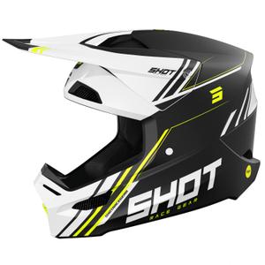 Casco de motocross Shot Race Sprint negro-blanco-amarillo fluo