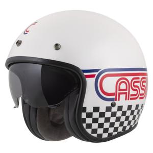 Casco de moto abierto Cassida Oxygen 2.0 Rondo en blanco perla, rojo, azul y negro.