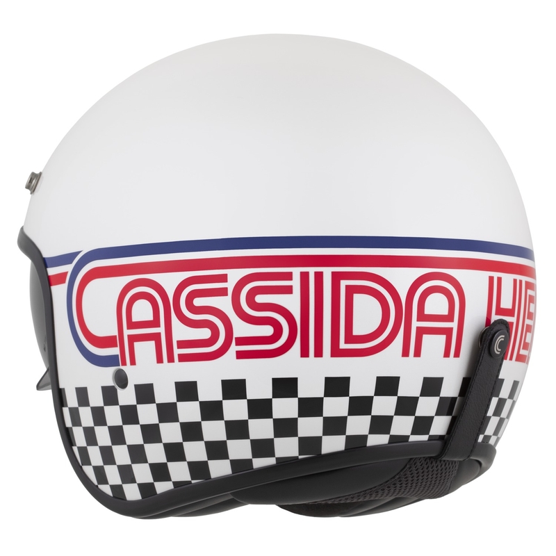 Casco de moto abierto Cassida Oxygen 2.0 Rondo en blanco perla, rojo, azul y negro.