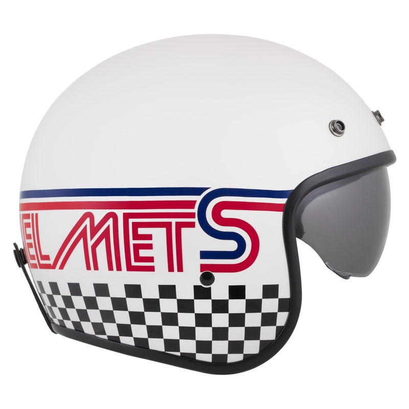 Casco de moto abierto Cassida Oxygen 2.0 Rondo en blanco perla, rojo, azul y negro.
