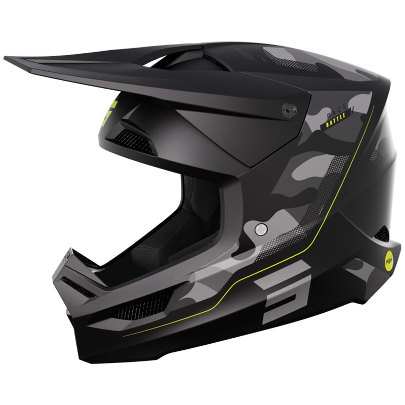 Casco de Motocross Shot Race Battle Amarillo Fluo Mate Oferta liquidación