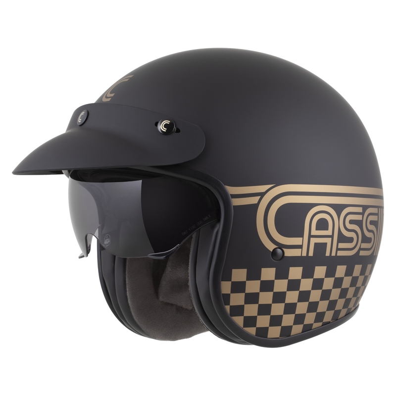 Casco de moto abierto Cassida Oxygen 2.0 Rondo en negro mate y dorado