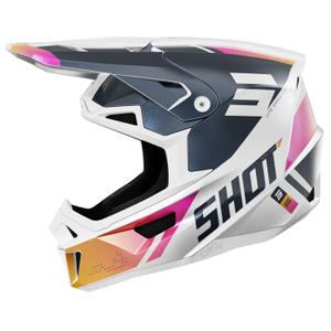 Casco de motocross Shot Lite Ultra perla azul-naranja-rosa