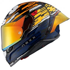 Casco integral de moto Nexx X.R3R Glitch Racer naranja-azul