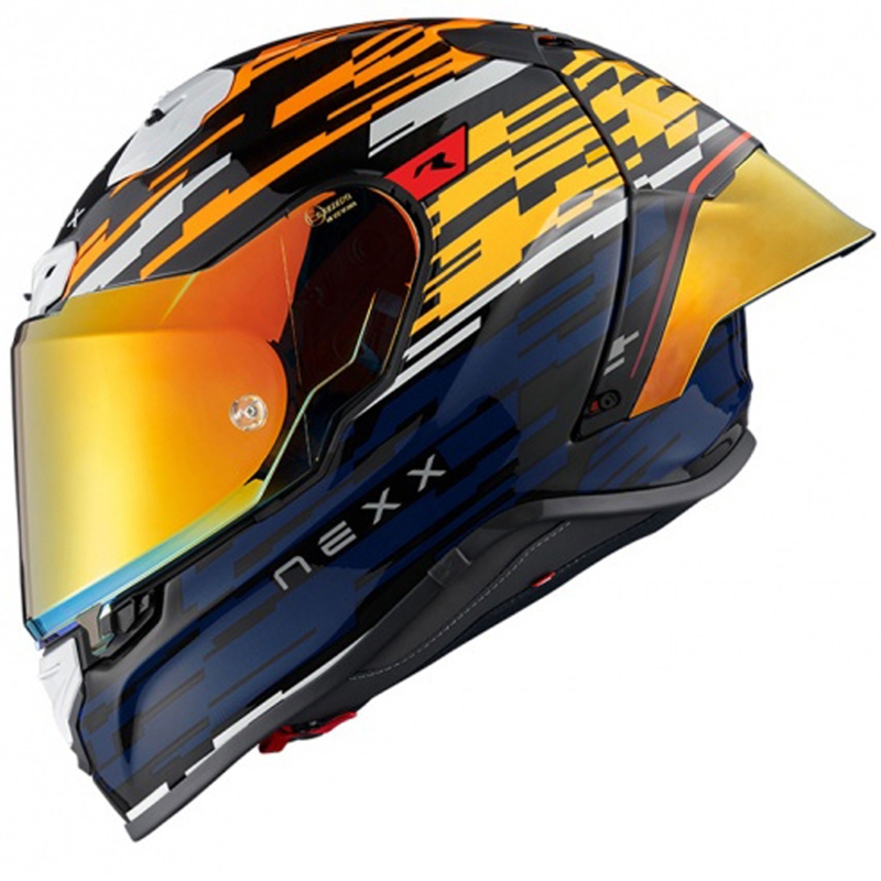 Casco integral de moto Nexx X.R3R Glitch Racer naranja-azul liquidación