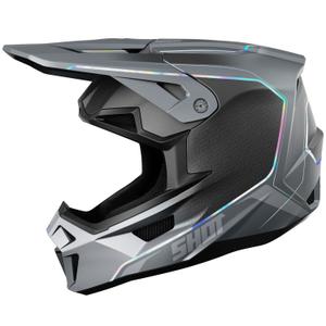 Casco de motocross Shot Lite Challenger gris perla holográfico