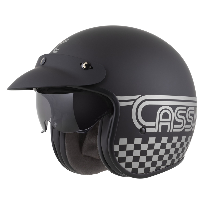 Casco de moto abierto Cassida Oxygen 2.0 Rondo en negro mate y plateado