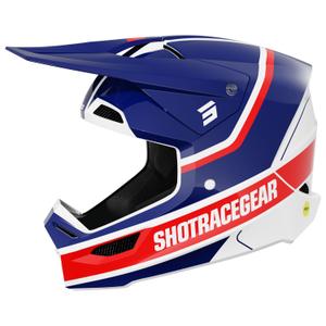 Casco de motocross Shot Race Mythic azul-rojo brillante