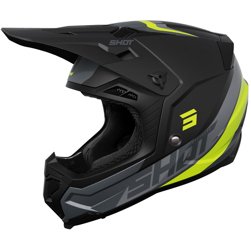 Casco de motocross Shot Core Custom negro-amarillo fluo