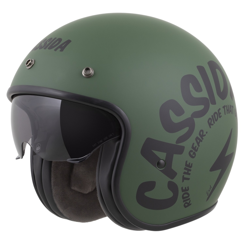 Casco abierto de moto Cassida Oxygen 2.0 Gear verde mate y negro