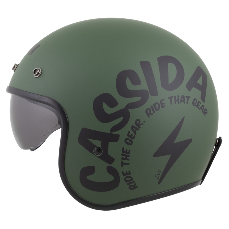 Casco abierto de moto Cassida Oxygen 2.0 Gear verde mate y negro